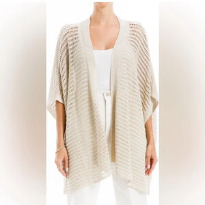 Max‎ Studio London Open Weave Cardigan sweater in Oyster color large NWT